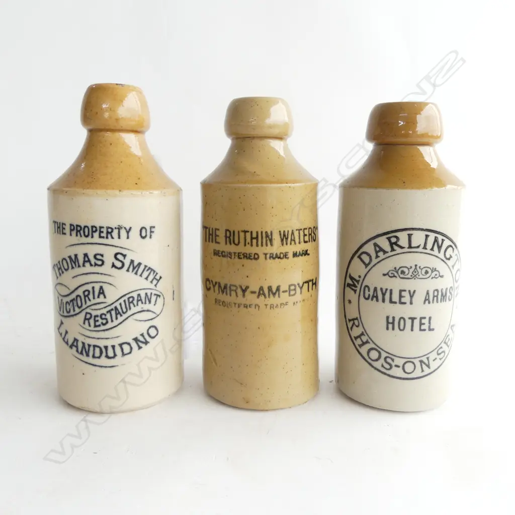 THREE WELSH GINGER BEER BOTTLES Image 1++