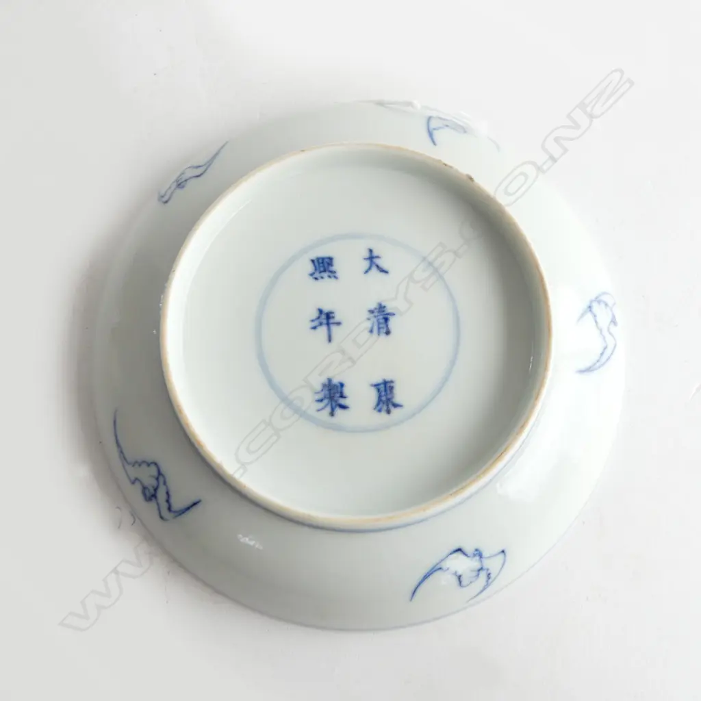Chinese porcelain Blue and White Painted Dish ladies-educating-children pattern Qing Dynasty Kangxi Mark Dia.147mm Image 1++
