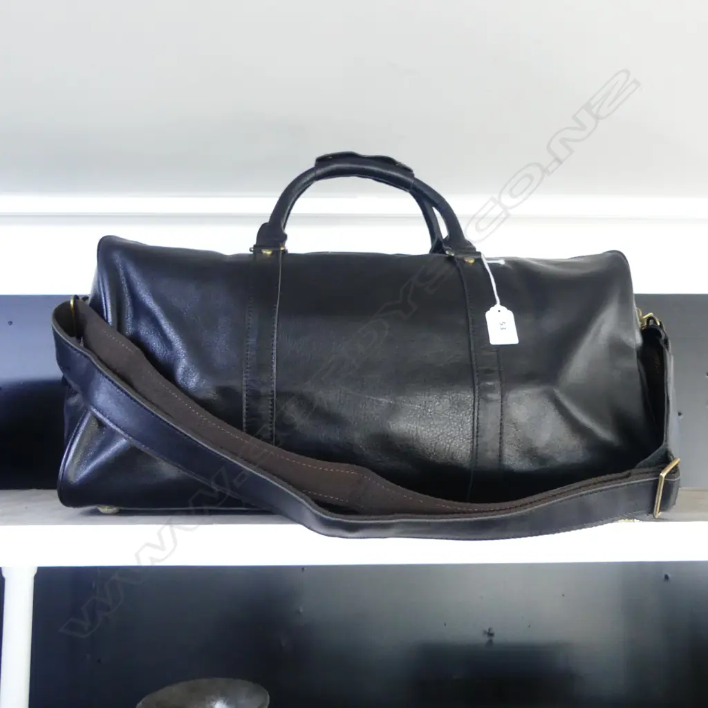 BLACK LEATHER WEEKEND BAG W.550mm Image 1++