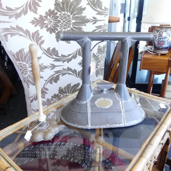 (1088/1126) ANTIQUE 1885 TIN 'THE PERFECT CLOTHES WASHER' H.380 & STANLEY HOME PRODUCTS UNDE' WASHER H.350mm