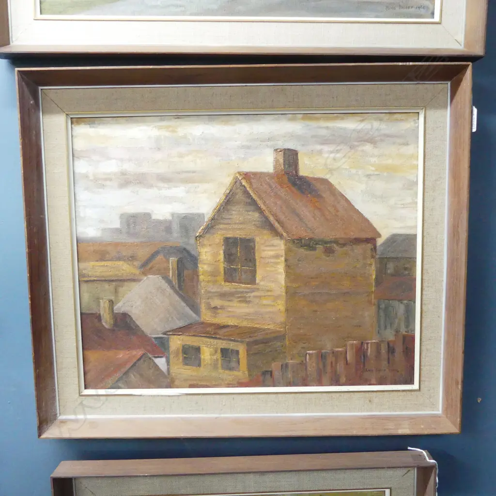 JUNE SHIEFF 'THE BLACKSMITHS HOUSE COLLEGE HILL' OIL ON BOARD 1974 405x500mm Image 1++