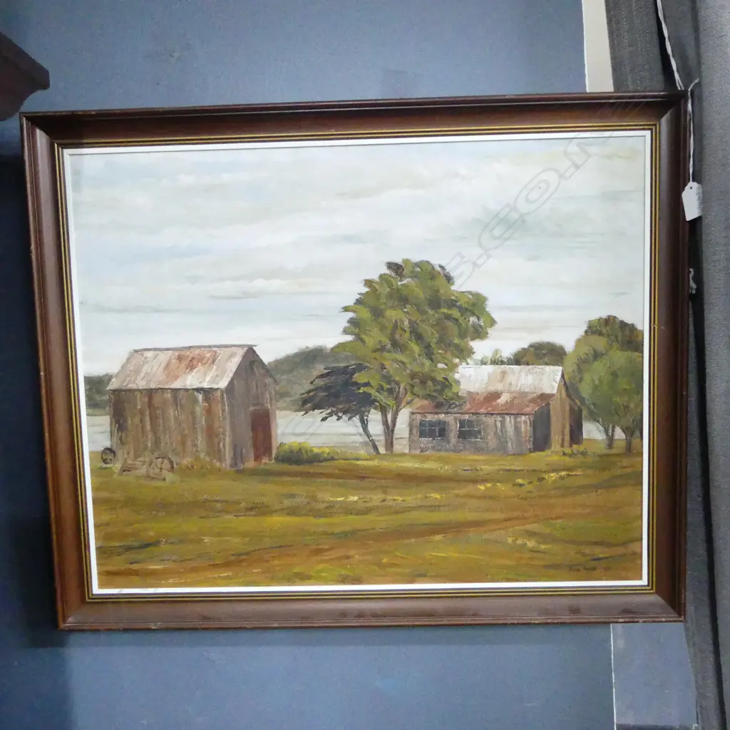 JUNE SHIEFF 'THE OLD FARM SILVERDALE' OIL ON BOARD 1977 470x595mm Image 1++