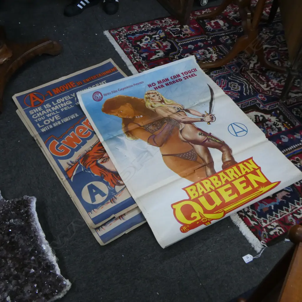 6 VINTAGE UNFRAMED 'GWENDOLINE... YOU WILL FELL IN LOVE WITH HER FOREVER' POSTERS 910x580mm & BARBARIAN QUEEN POSTER  Image 1++