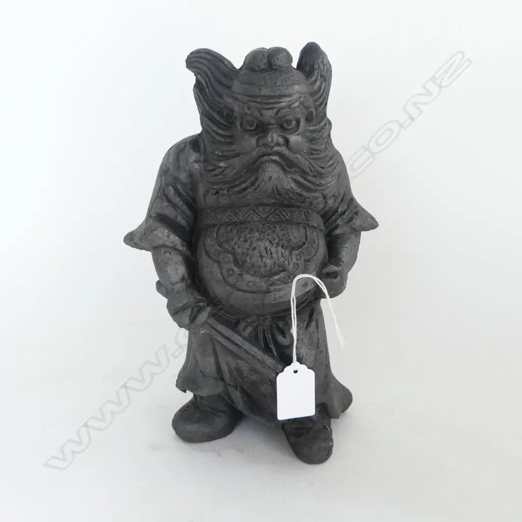 JAPANESE DARK GREY TERRACOTTA GOD OF WAR STATUE H.255mm Image 1++