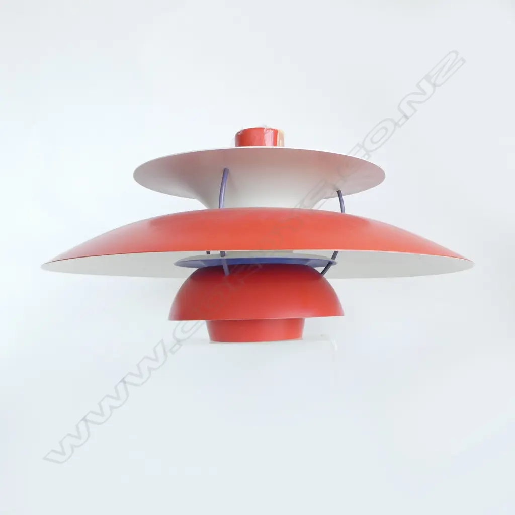 VINTAGE DANISH PH5 PENDANT LIGHT by Poul Henningsen for Louis Poulsen. Red white & blue  Dia.490mm.(NEEDS RE-WIRING?) Image 1++