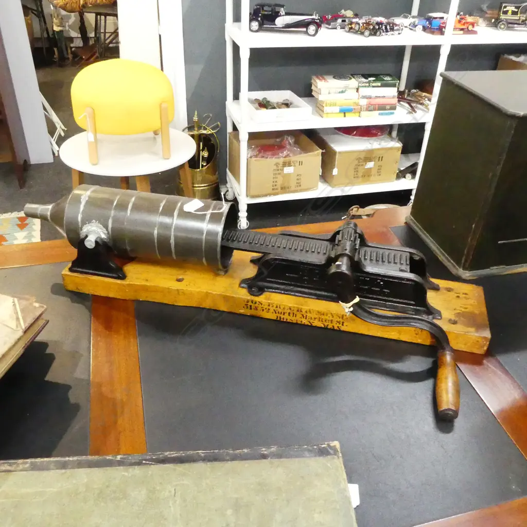 2515 ANTIQUE CAST IRON AMES PLOW CO SAUSAGE STUFFER Image 1++