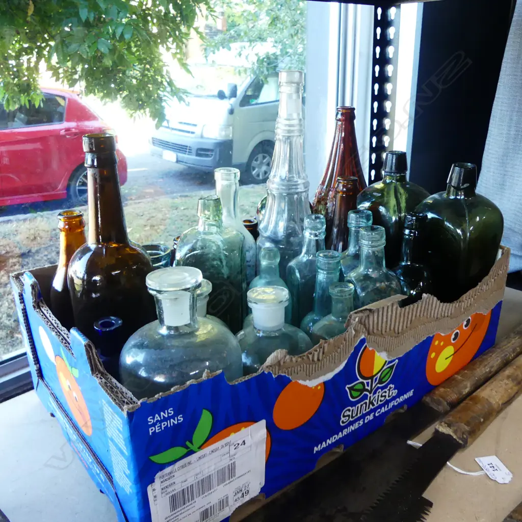 BOTTLE COLECTORS COLLECTION 25 VINTAGE BOTTLES TALLEST 360MM Image 1++