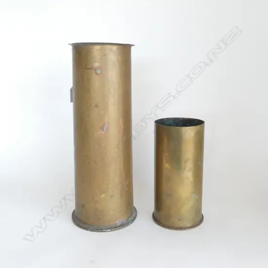 2 BRASS GUN SHELLS H.390, 230mm