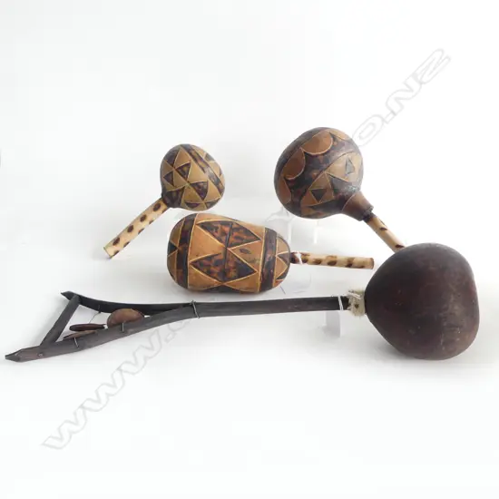 4 AFRICAN GOURD MUSICAL INSTRUMENTS 