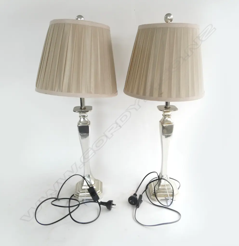 PR SILVER PAINTED TABLE LAMPS Image 1++