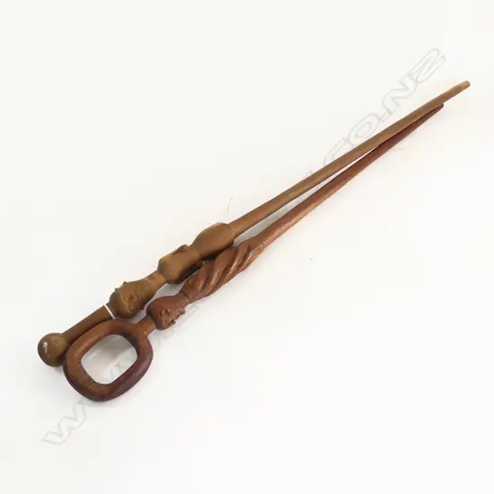 2 CARVED AFRICAN WALKING STICKS H.1000mm