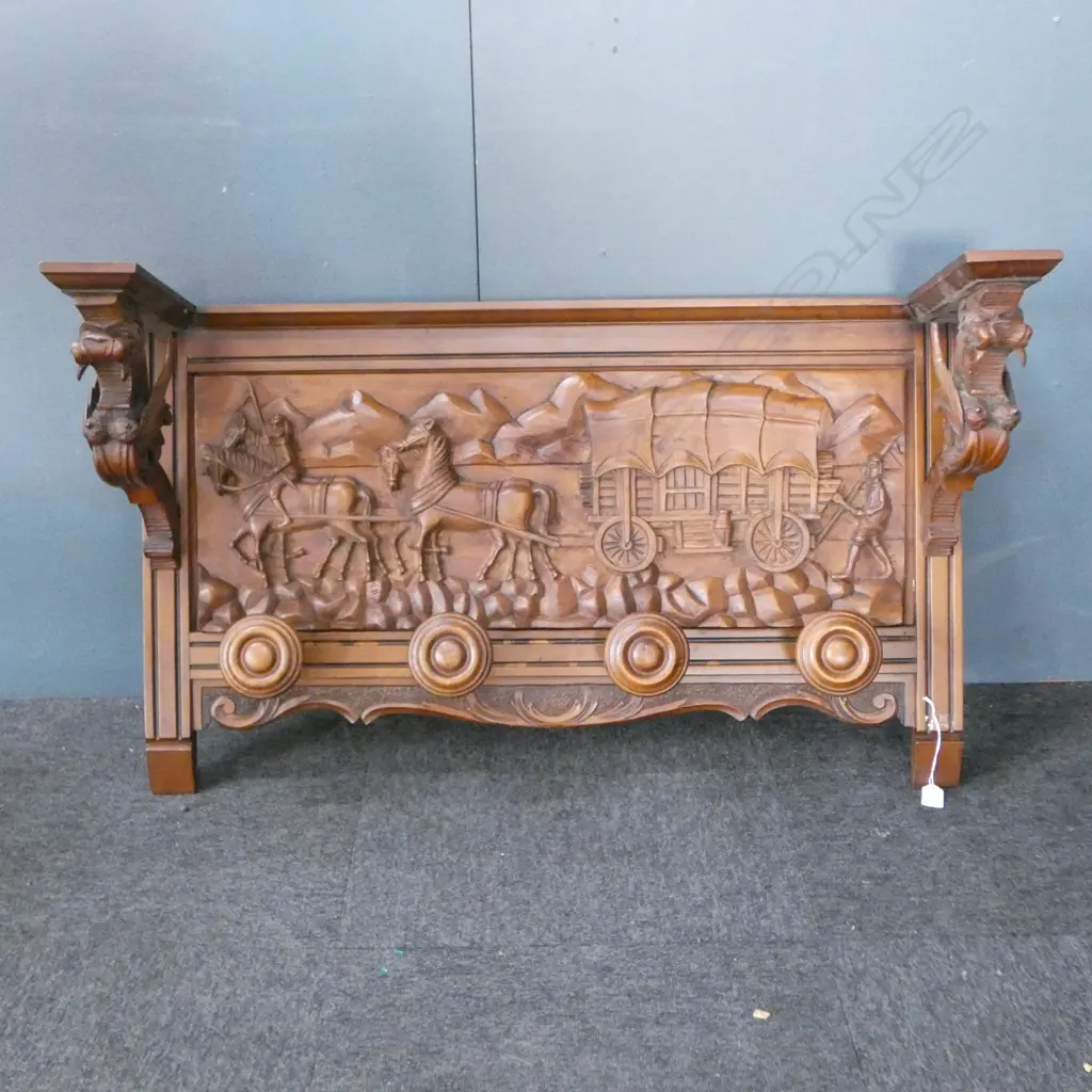 Unusual carved coat rack with dragons W.980 H.680mm Image 1++