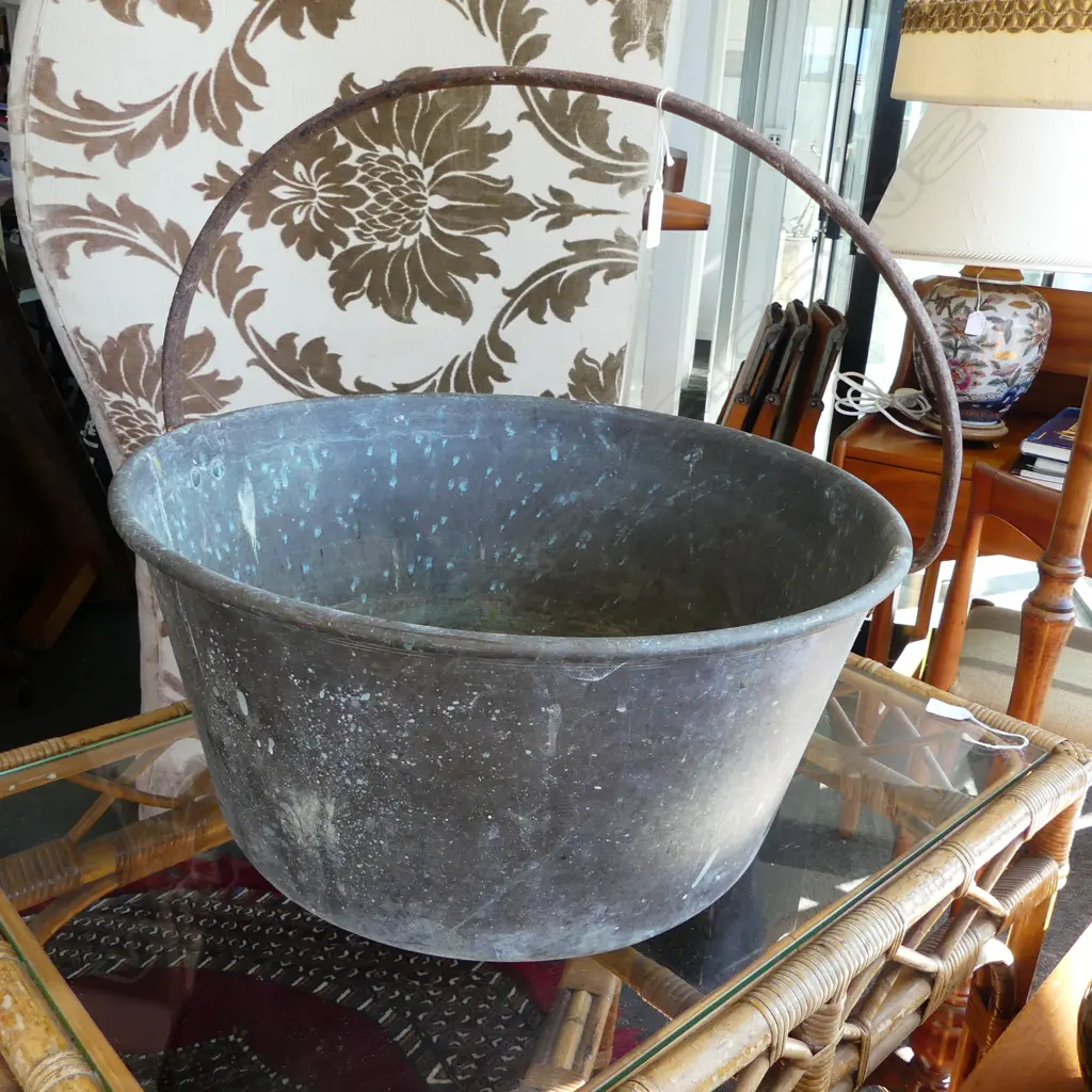 LARGE UNPOLISHED COPPER PRESERVE PAN DIA480MM Image 1++