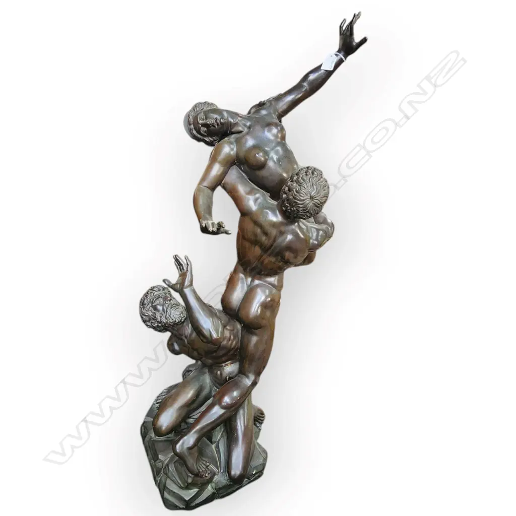LG BRONZE FINISHED RESIN SCULPTURE ABDUCTION OF A SABINE WOMAN after Giambologna marble 1583 H.1080mm  A.F Image 1++