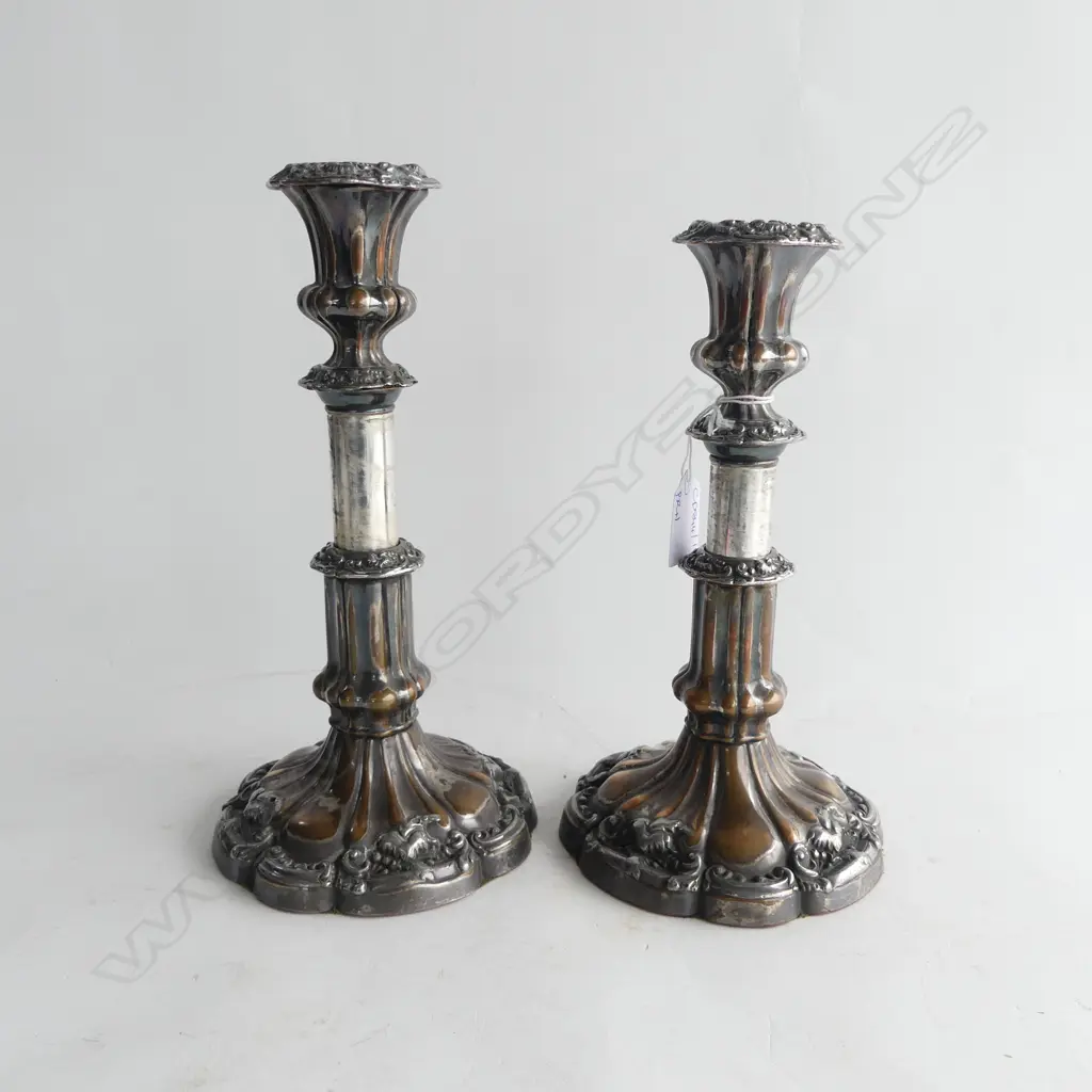 PR OLD SHEFFIELD PLATE CANDLESTICKS H.205mm + EP COMPORT Image 1++