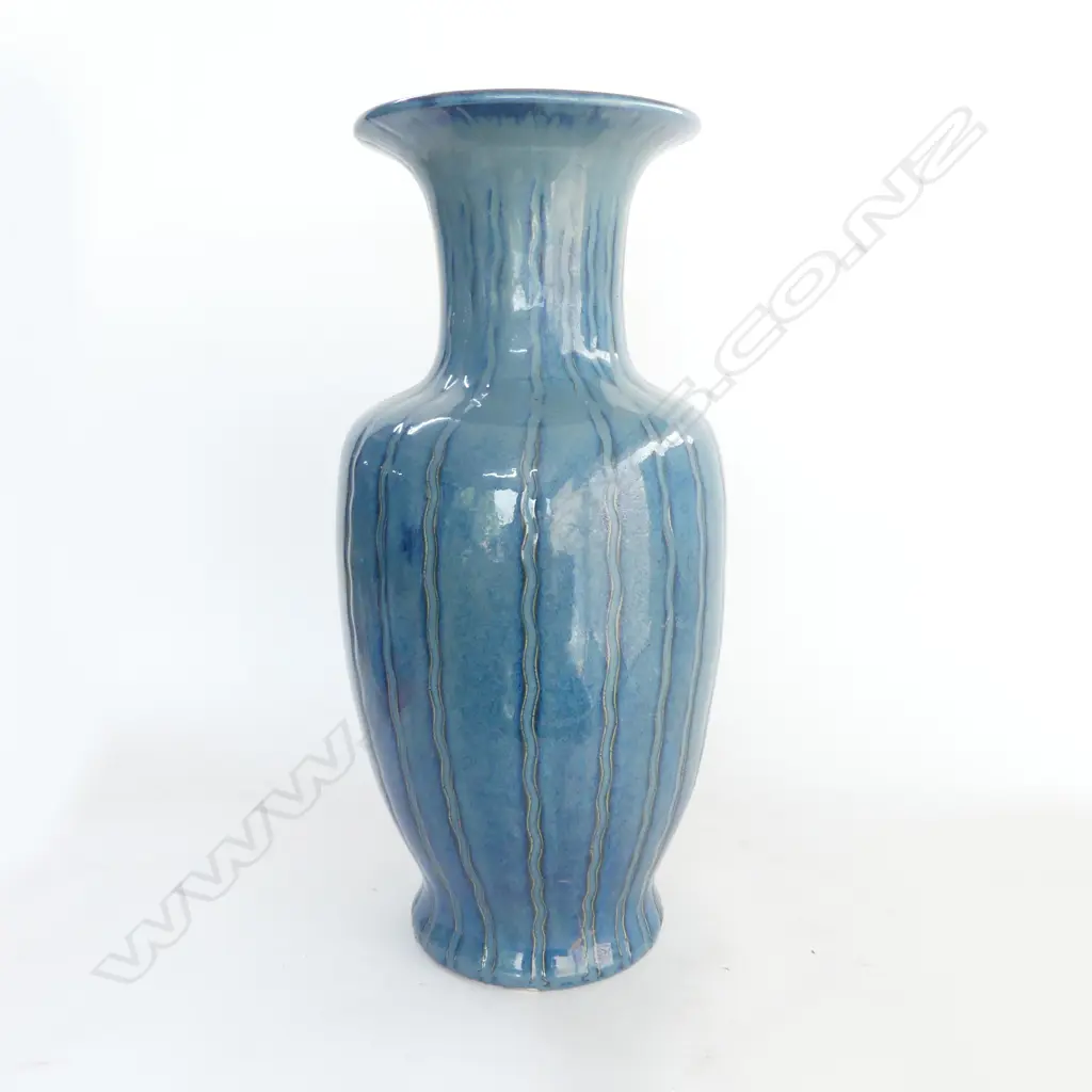 LG BLUE GLAZED ORIENTAL FLOOR VASE H.525mm Image 1++