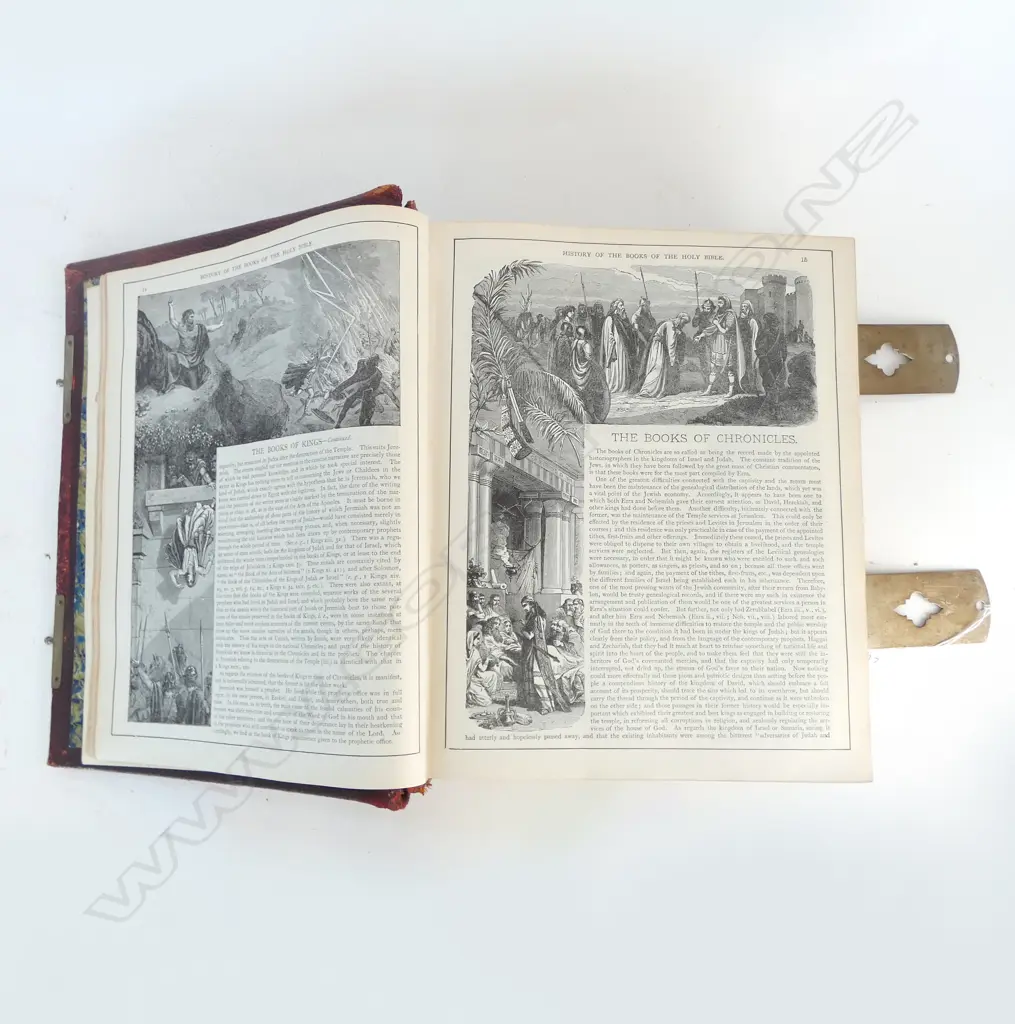 LATE 19thC DECORATIVE LEATHER & GILT BOUND 'PICTORIAL FAMILY BIBLE' spine slightly apart 320 x 270mm Image 1++