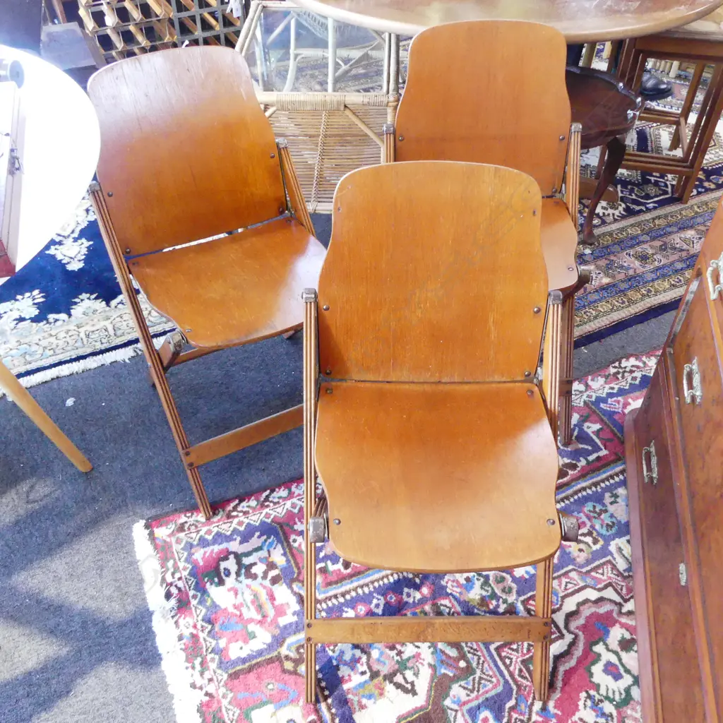 3 STORKLINE PLYWOOD FOLDING CHAIRS Image 1++