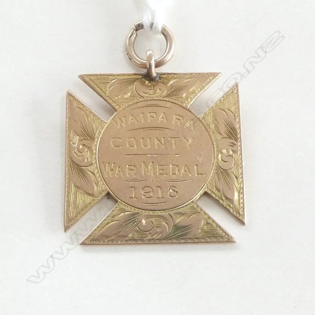 9ct WWI 'WAIPARA COUNTY WAR MEDAL 19118' to 'TPR A.COWIE No.18424 23rd Mtd.Rifles N.Z.E.F.' 4.74gms Image 1++