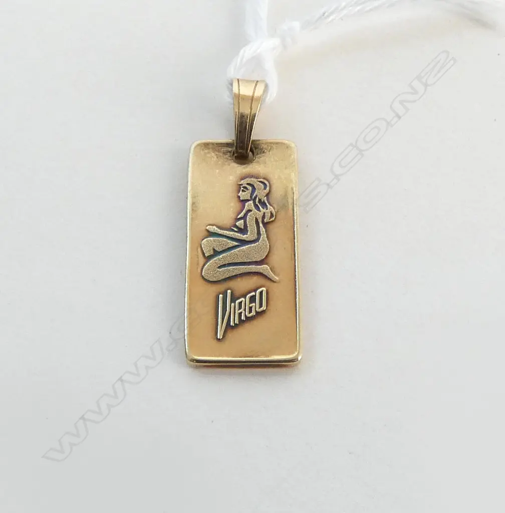 9ct YELLOW GOLD 'VIRGO' BULLION TYPE PENDANT 2.54gms Image 1++