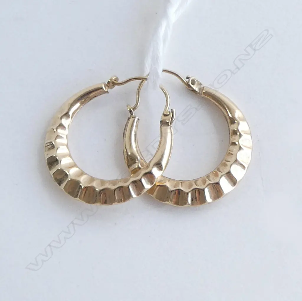 9ct HOOP EARRINGS, 1.4gm Image 1++