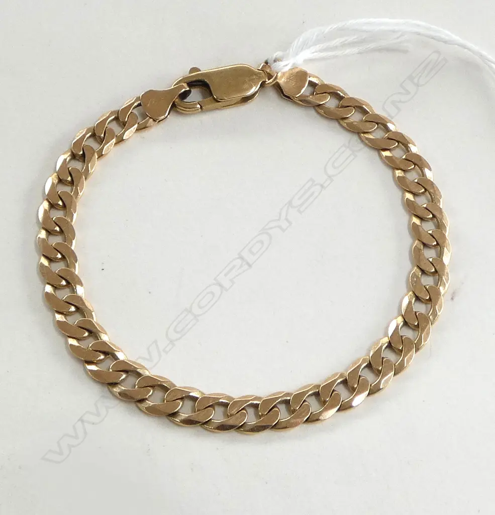 9ct GOLD BRACELET flat curb link 9.8gms Image 1++