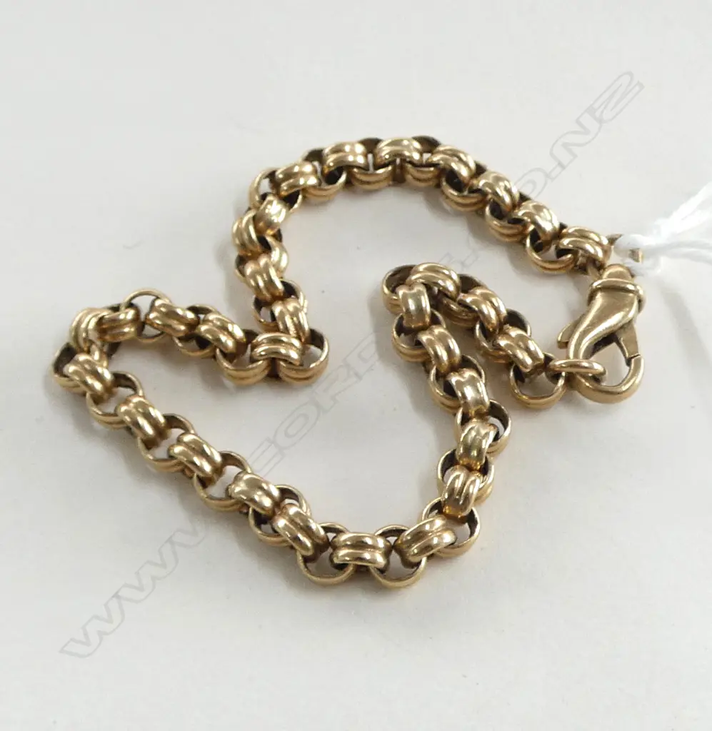 9ct GOLD DBLE BELCHER TYPE LINK BRACELET 10.8gms Image 1++