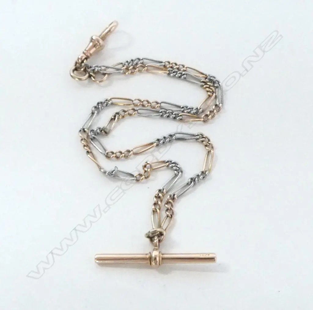 18CT GOLD & platinum BRACELET with T-Bar & clip 12.12gms Image 1++