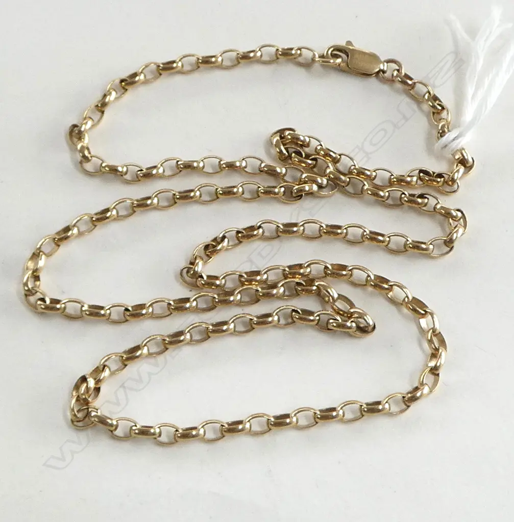 9ct GOLD CHAIN uniform belcher type links L.480mm 8.8gms Image 1++
