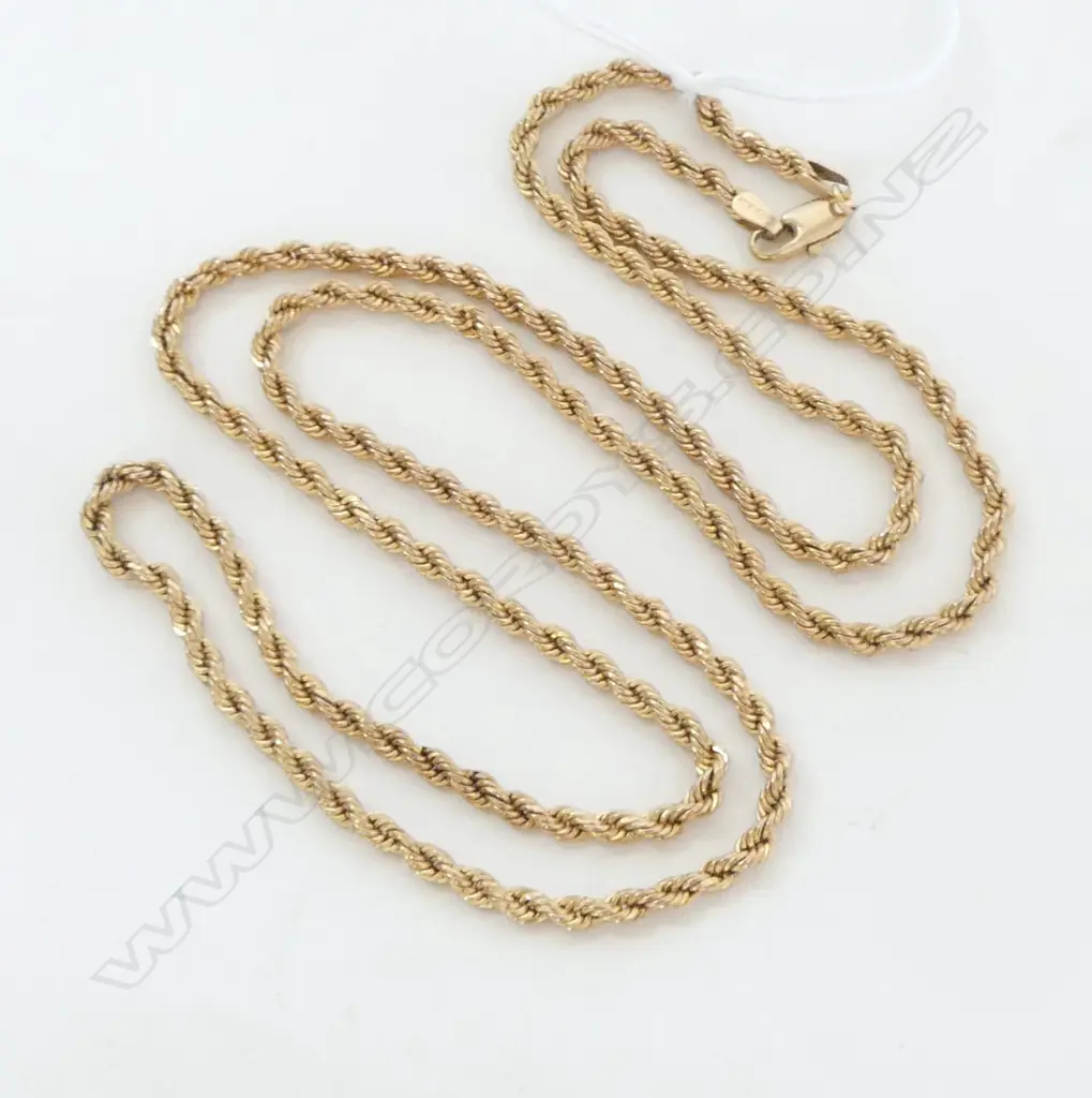 9ct YELLOW GOLD ROPE TWIST LONG NECK CHAIN L.700mm 7.55gms Image 1++