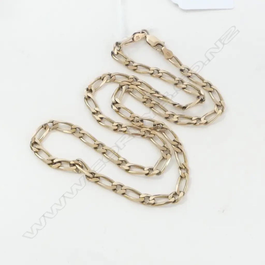 9ct YELLOW GOLD flat twist CURB LINK NECK CHAIN L.530mm 26gms Image 1++