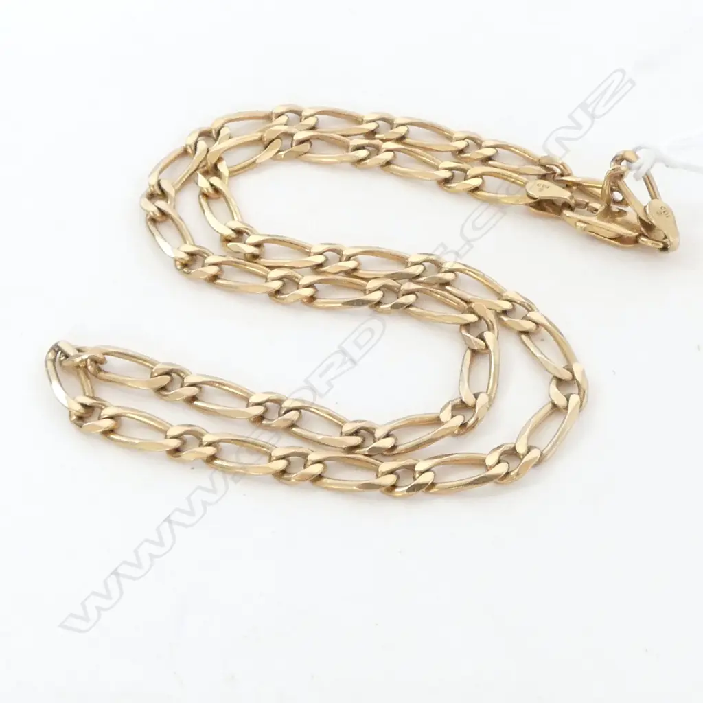 9ct YELLOW GOLD flat twist CURB LINK NECK CHAIN L.440mm 23gms Image 1++