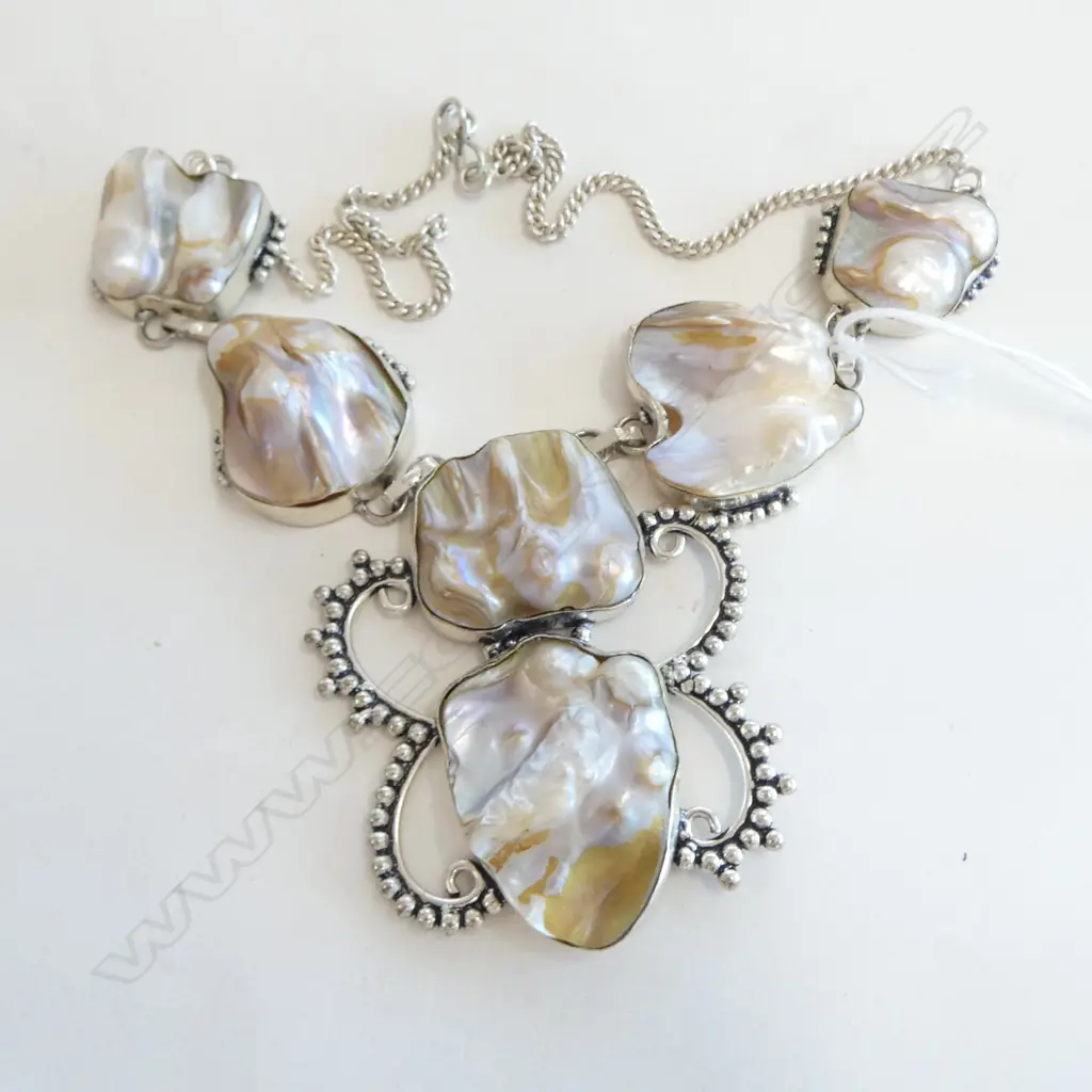 BIWA PEARL & SILVER NECKLACE Image 1++