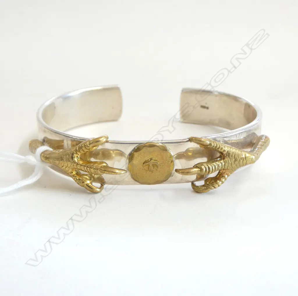 S 925 SILVER BANGLE w. CLAWS 43grms Image 1++