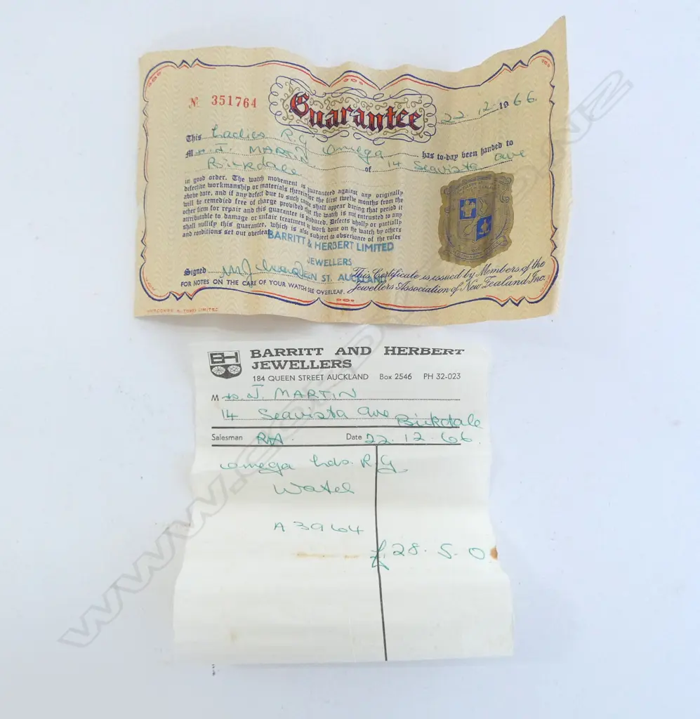 LADIES VINTAGE OMEGA GP WRISTWATCH + box w guarantee & 1966 receipt Image 1++