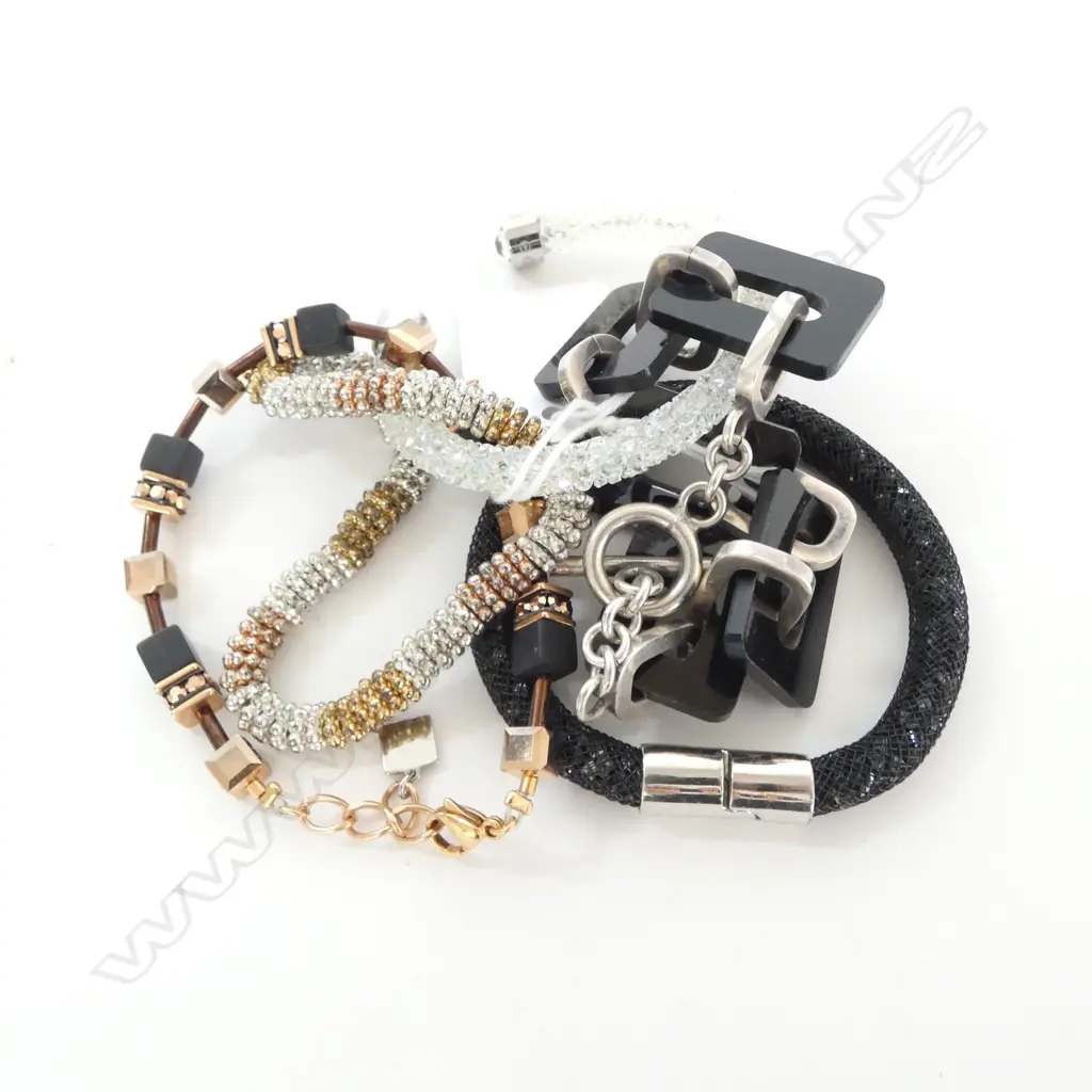 5 BRACELETS, SWAROVSKI, COEUR de LEON & SILVER /PERSPEX Image 1++