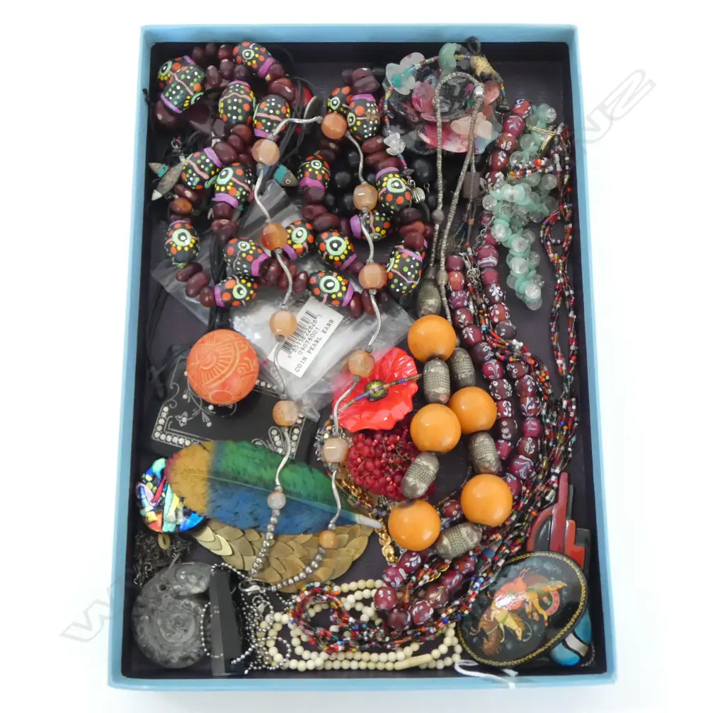 ASST. COSTUME JEWELLERY INCLDS. SILVER/AMBER, SILVER/JADE & VENETIAN BEAD NECKLACES Image 1++