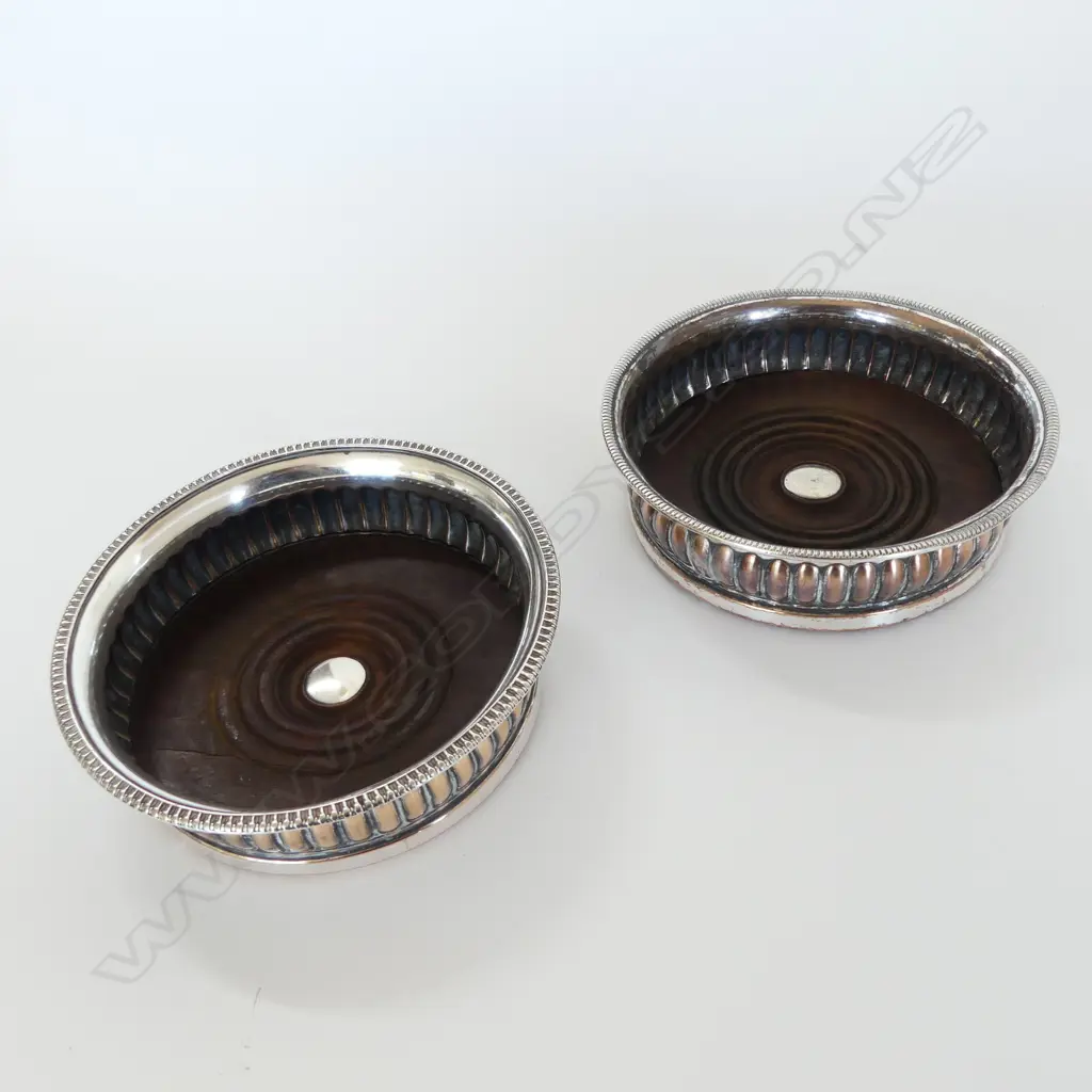 PR OLD SHEFFIELD PLATE WINE COASTERS DIA150MM Image 1++