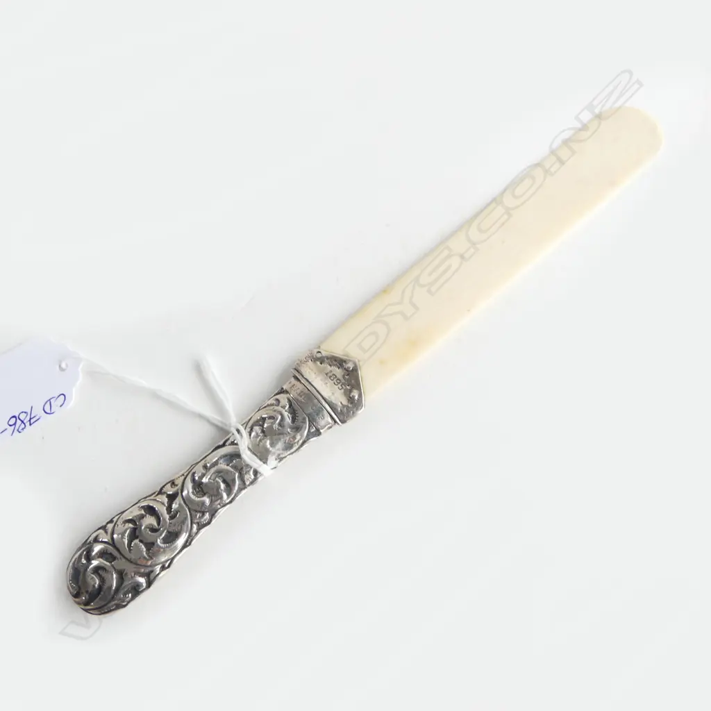 IVORY & SILVER LETTER OPENER engraved 'S.S.A.S. 300 yards' prize L.205mm.  Image 1++