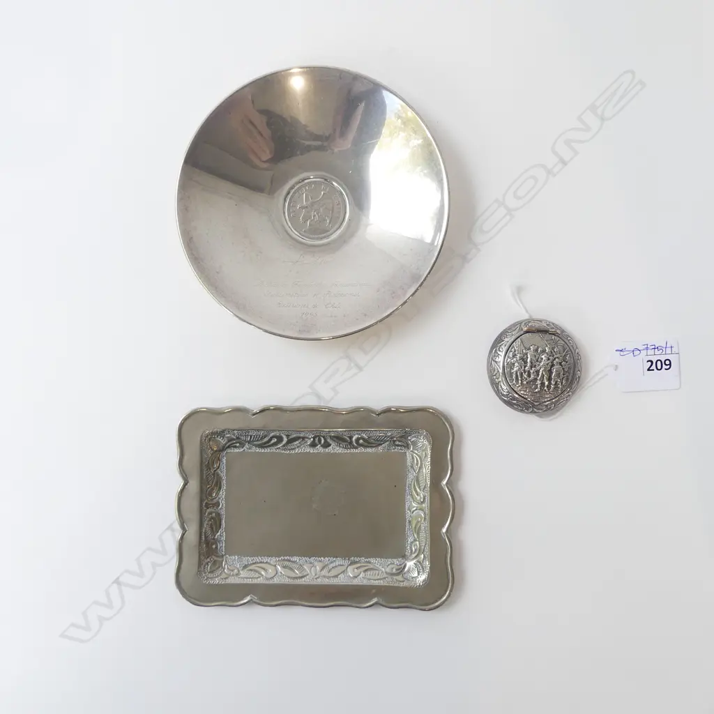 2 900 SILVER DISHES W.135mm, 190grms + SILVER? POWDER COMPACT Image 1++