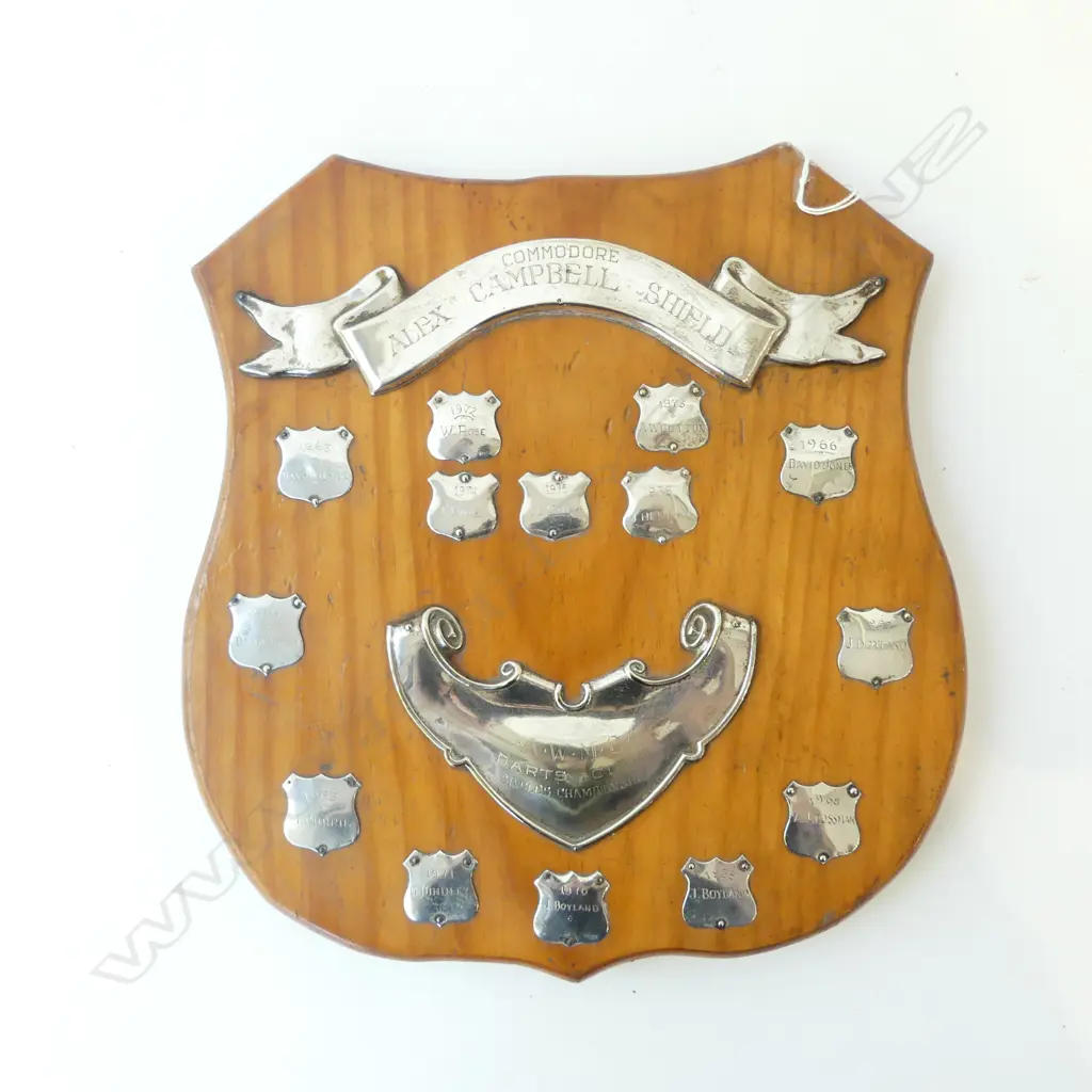 COMMODORE CAMPBELL DARTS TROPHY SHIELD H300mm some stg Image 1++