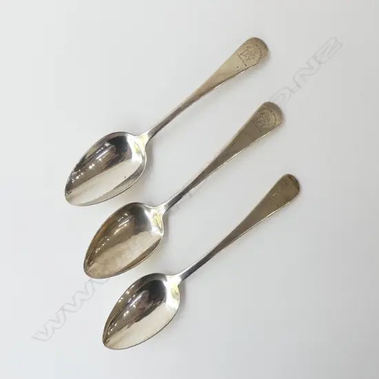 3 STG SILVER GEORGIAN SPOONS, SIMON HARRIS, LONDON 1808, 103gms