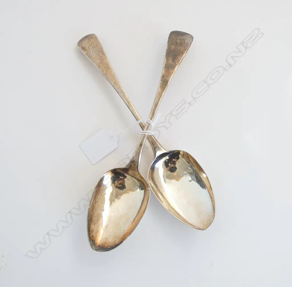 2 STG SILVER GEORGIAN SPOONS, SARAH & JOHN WILLIAM BLAKE, LONDON 1814, 118gms Image 1++