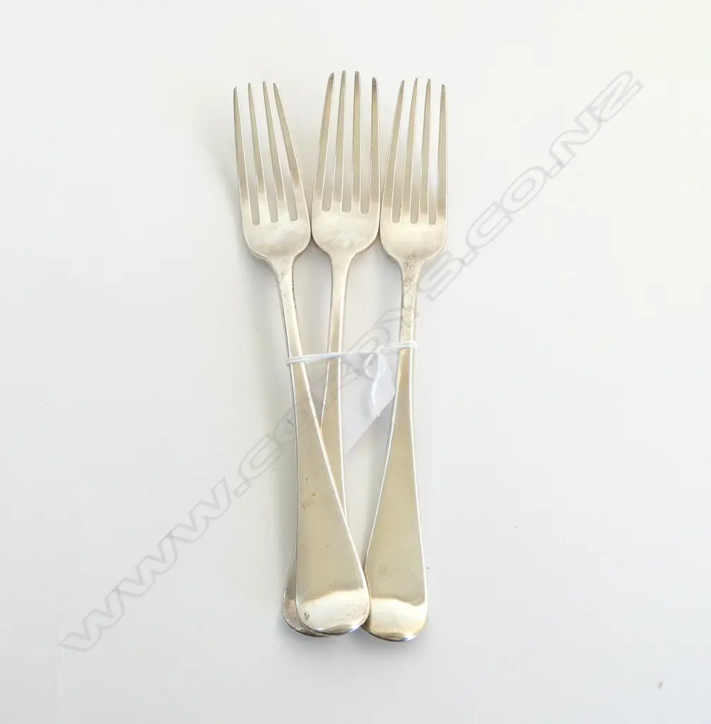 3 STG SILVER GEORGIAN FORKS, ROBERT HENNELL, LONDON 1806, 204gms Image 1++