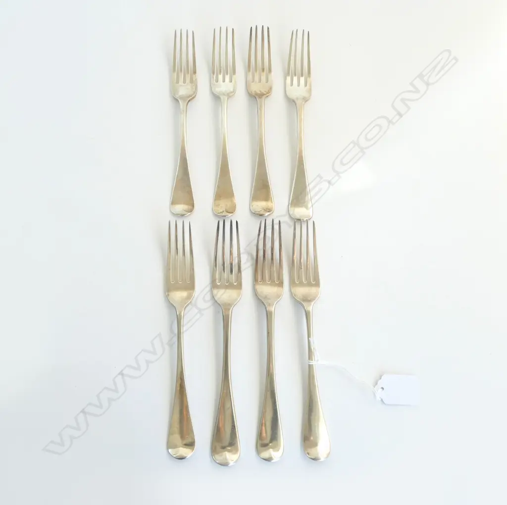 8 STG SILVER GEORGIAN FORKS FORKS, LONDON, 3 SEPERATE DATES, 557gms Image 1++