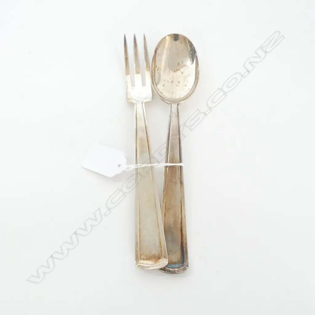 PR .800 CONTINENTAL SILVER KNIFE & SPOON, 152gms Image 1++