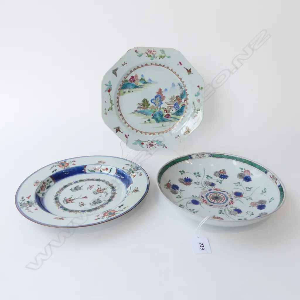 3 CHINESE PORCELAIN PLATES (2 w hairlines) Image 1++