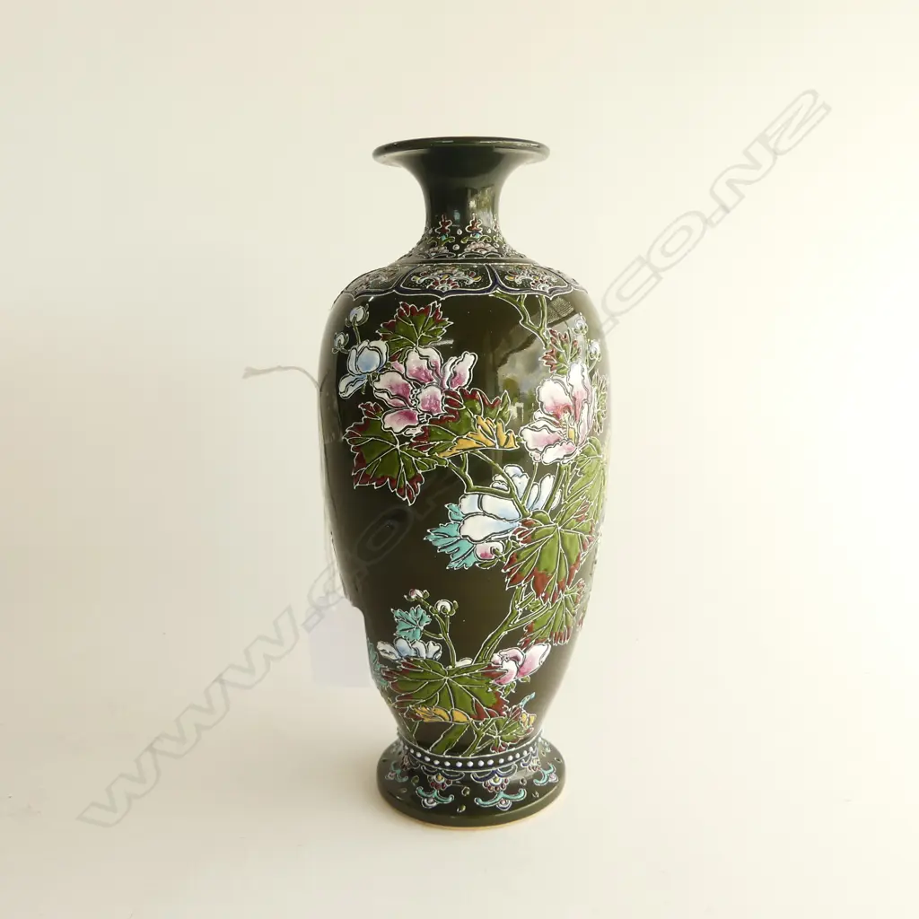 JAPANESE SATSUMA VASE H.250 SIGNED TANZAN Image 1++
