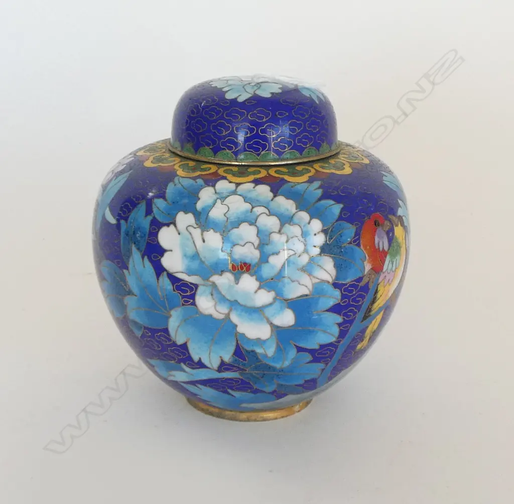 LIDDED CHINESE CLOISONNE GINGER JAR H120MM Image 1++