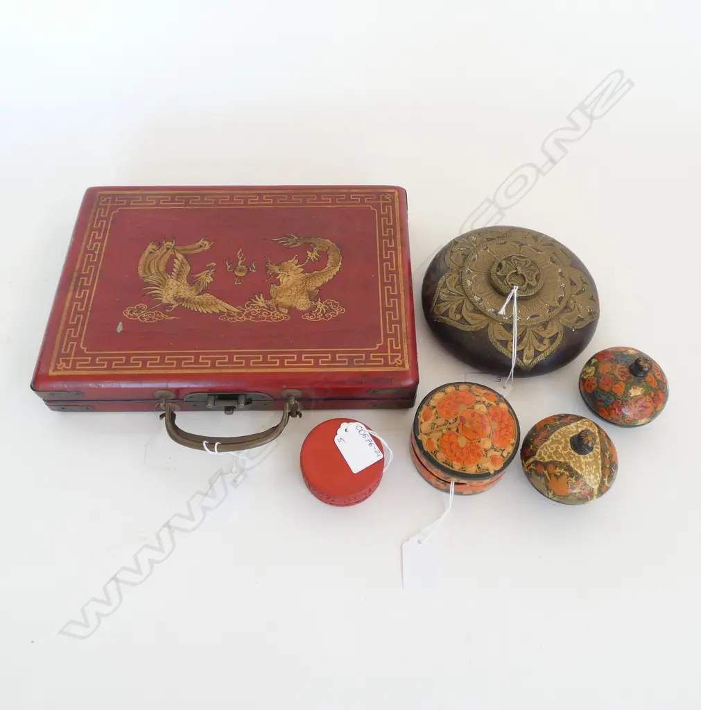 5 ASST. TRINKET BOXES INCLUDING CINNABAR Image 1++